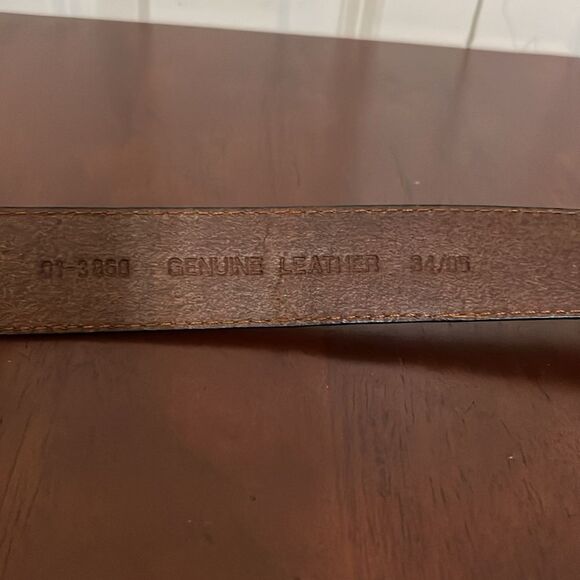 Brown Woven Tapestry Striped Fabric Leather Belt Brass Buckle Western Unisex 38 - Picture 5 of 9